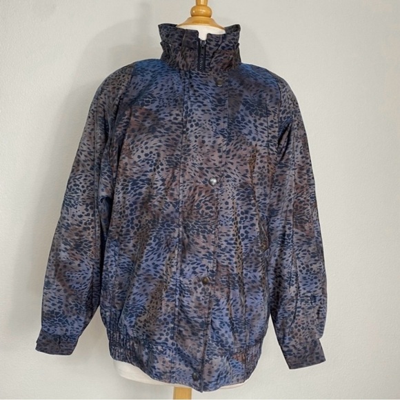 Vintage Kristen Blake Purple Gray Animal Print Oversize Utility Jacket Size S - Picture 1 of 15